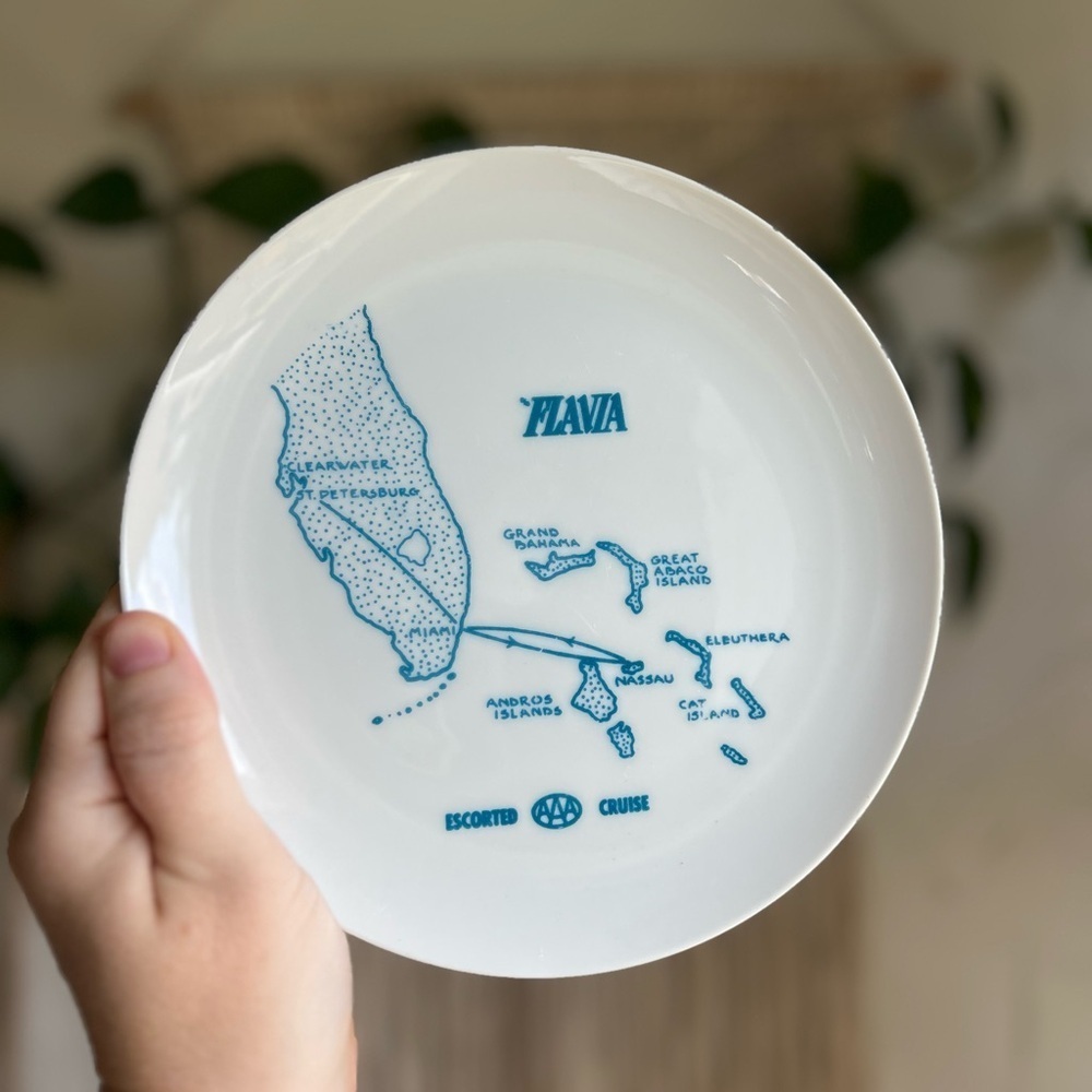 🌊 Vintage Florida to Bahamas AAA Cruise Souvenir Plate – 8” Map Design 🗺️ - Picture 5 of 6